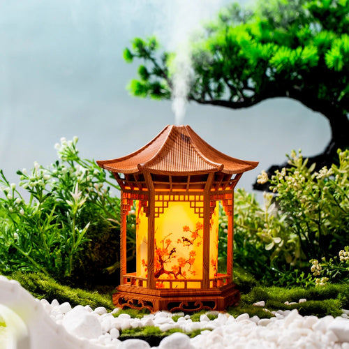 New Small Pavilion Humidifier Night Light Home Chinese Style, Home Office Humidifier USB Portable Water Supplement Car