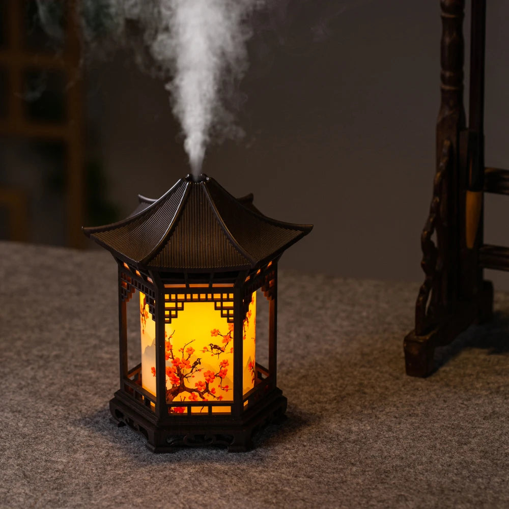 New Small Pavilion Humidifier Night Light Home Chinese Style, Home Office Humidifier USB Portable Water Supplement Car