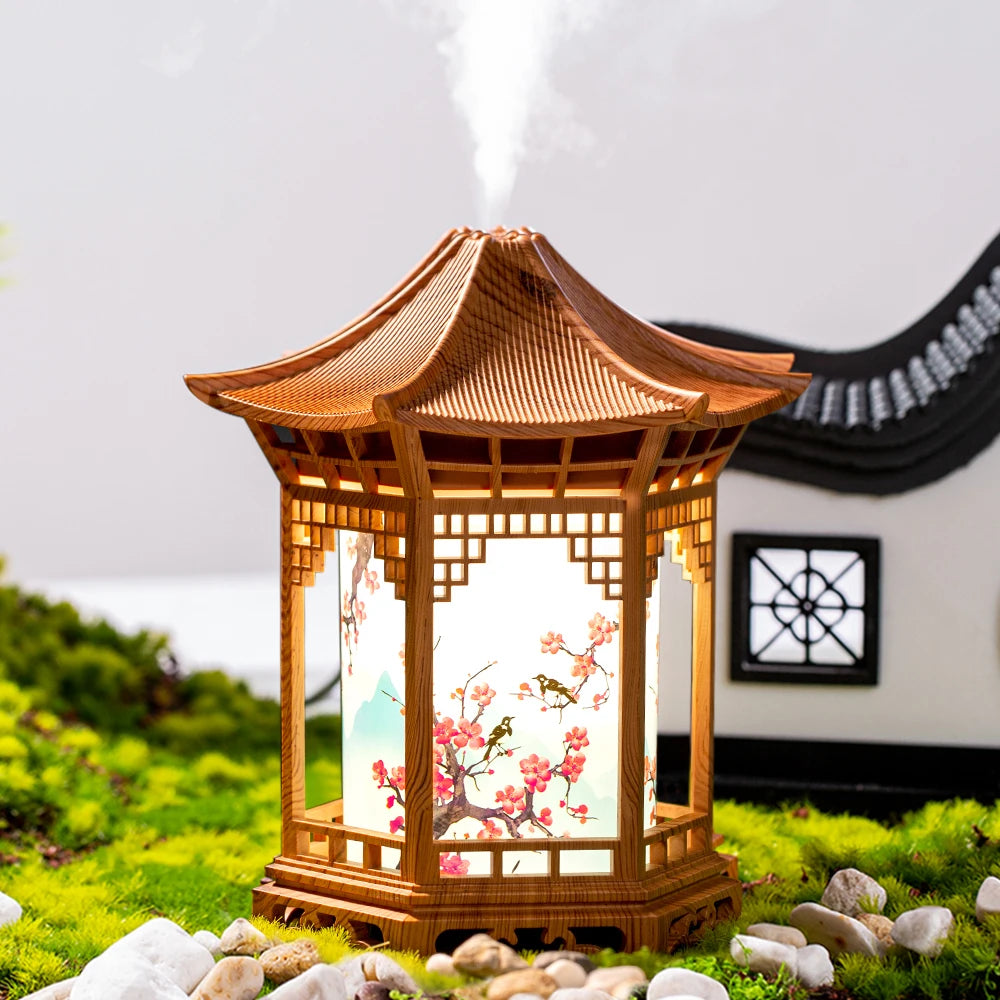 New Small Pavilion Humidifier Night Light Home Chinese Style, Home Office Humidifier USB Portable Water Supplement Car