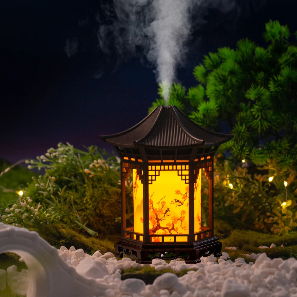 New Small Pavilion Humidifier Night Light Home Chinese Style, Home Office Humidifier USB Portable Water Supplement Car